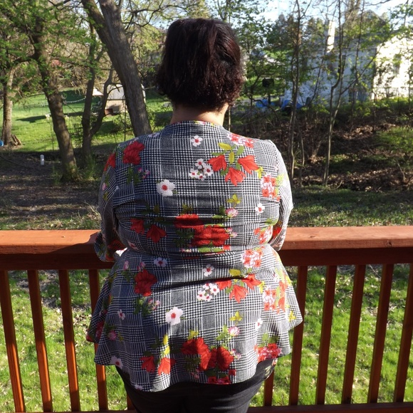 City Chic houndstooth Floral Shirt - Picture 7 of 7